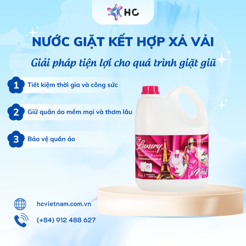 nước giặt kết hợp xả vải