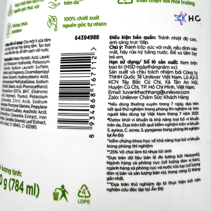 thành phần sữa tắm